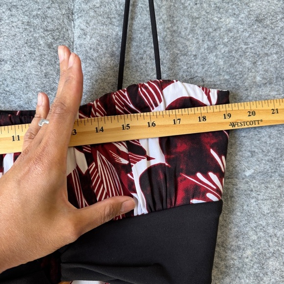 Vintage Y2K 2000 Floral Red Black White Cocktail Summer Dress Size Large - Picture 5 of 14